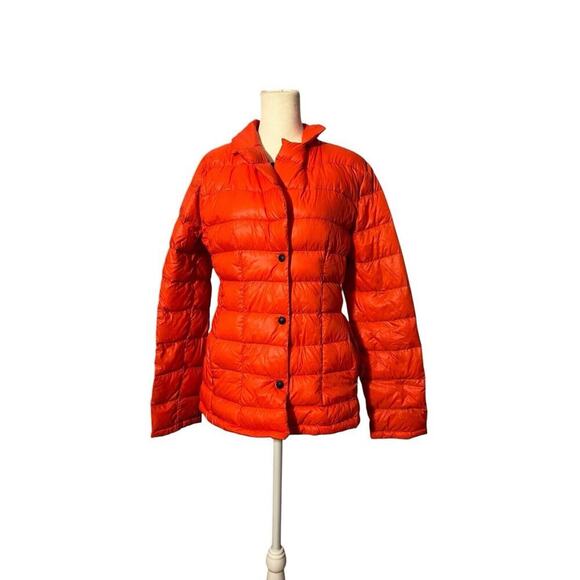 Calvin Klein Duck Down Packable Feather Puffer Jacket Orange Red - Picture 1 of 12